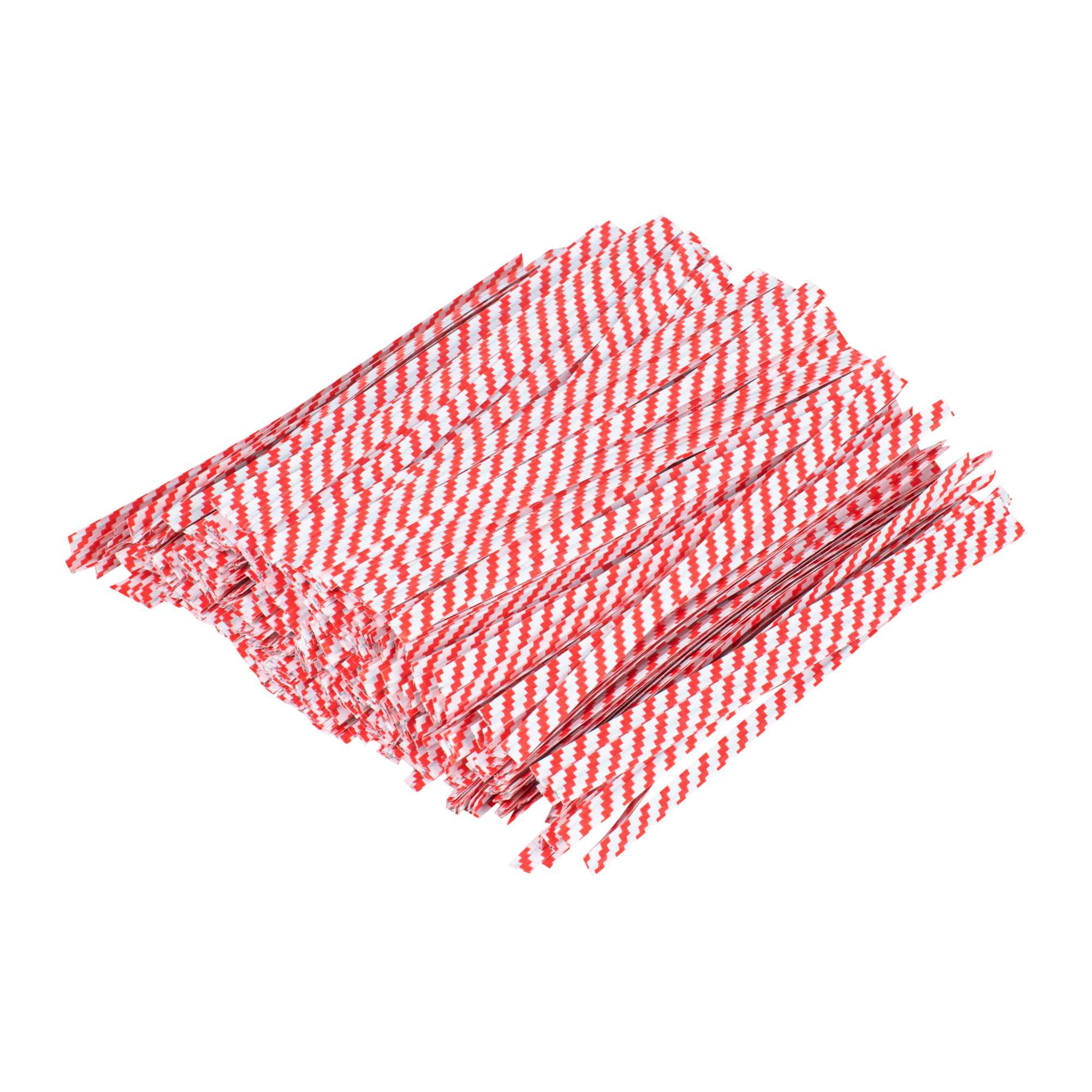 Bag Tek Red Stripe Paper Twist Tie / Bag Tie - Laminated - 4" - 500 count box