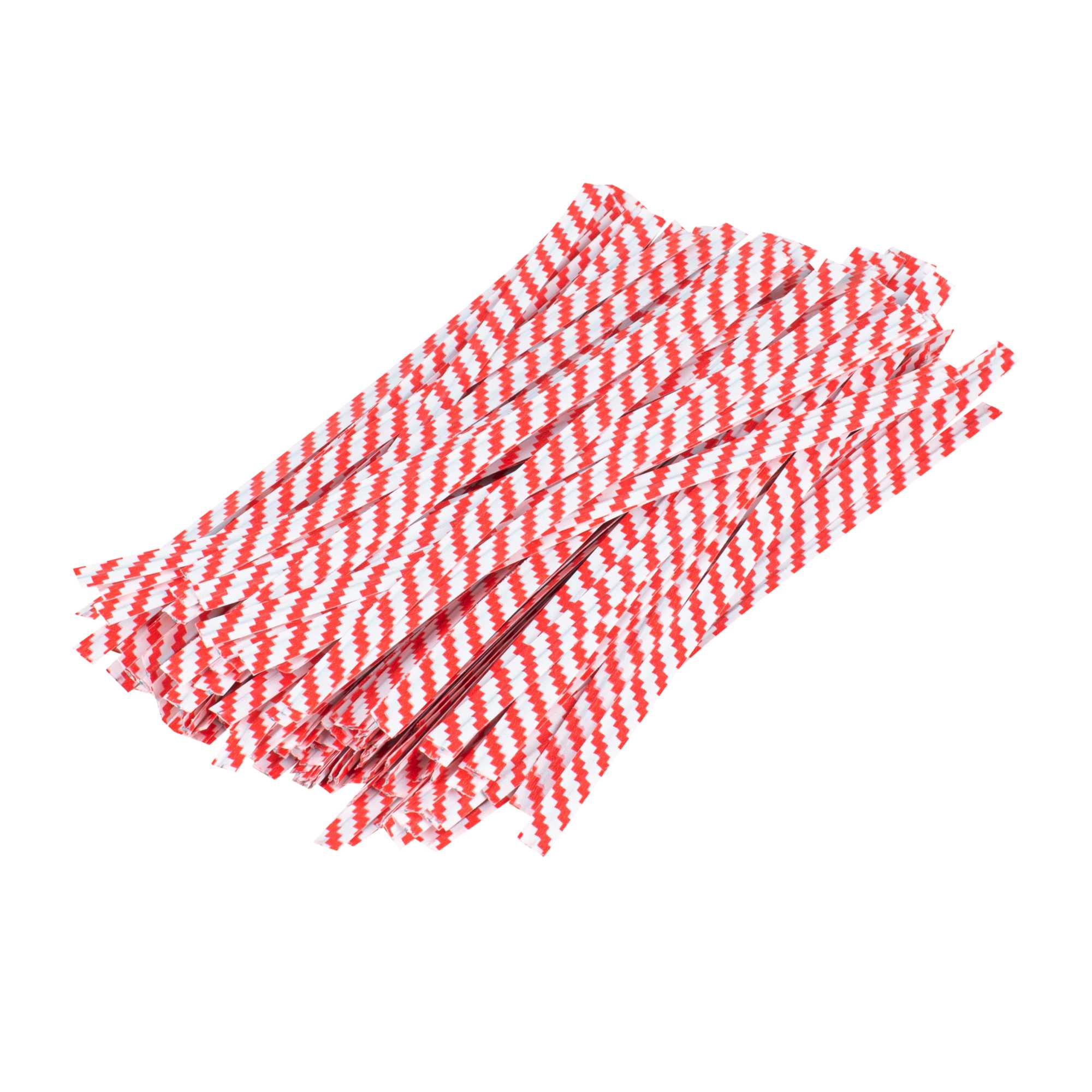 Bag Tek Red Stripe Paper Twist Tie / Bag Tie - Laminated - 4" - 500 count box
