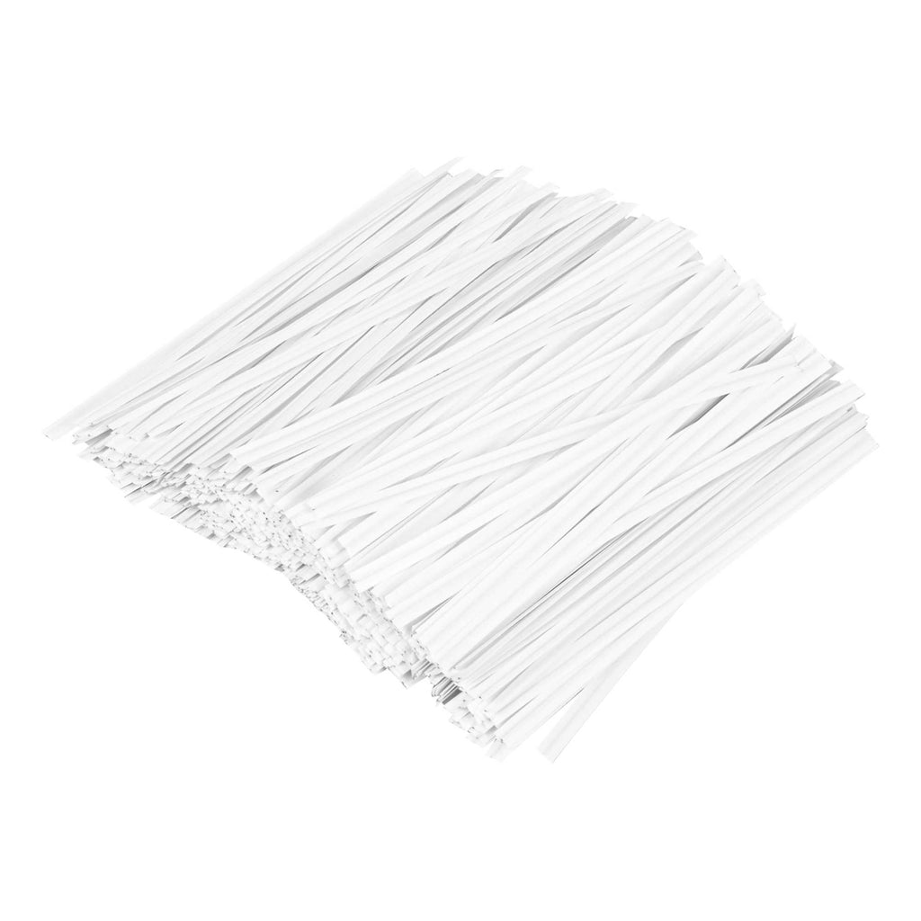 Bag Tek White Paper Twist Tie / Bag Tie - Laminated - 4" - 500 count box
