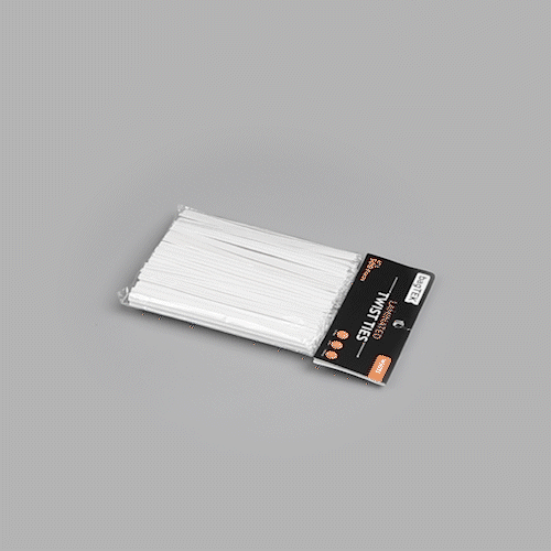 Bag Tek White Paper Twist Tie / Bag Tie - Laminated - 4" - 500 count box