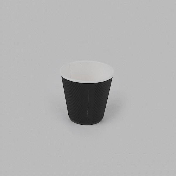 Restpresso 8 oz Black Paper Hot Cup - Individually Wrapped, Ripple Wall - 25 count box