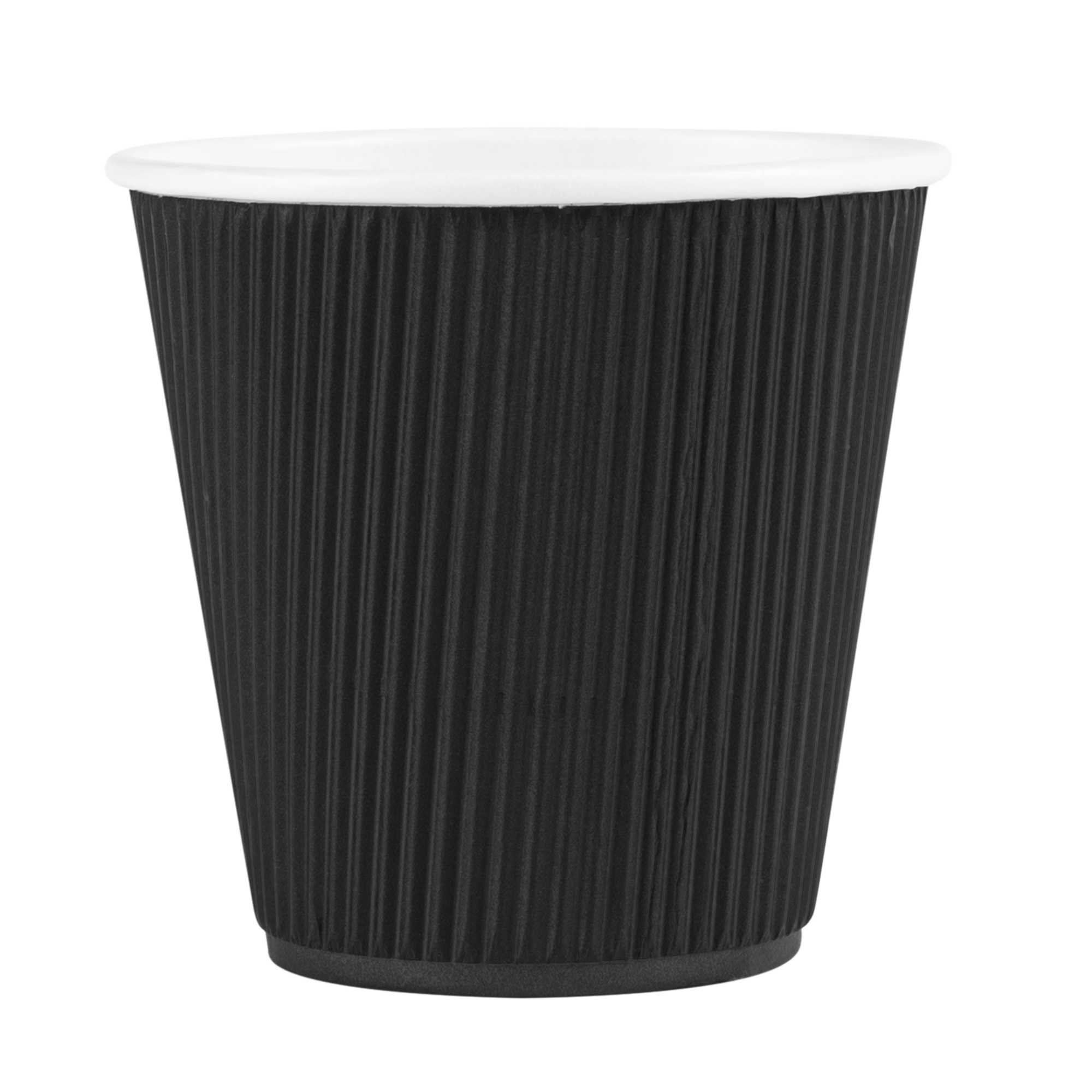 Restpresso 8 oz Black Paper Hot Cup - Individually Wrapped, Ripple Wall - 25 count box