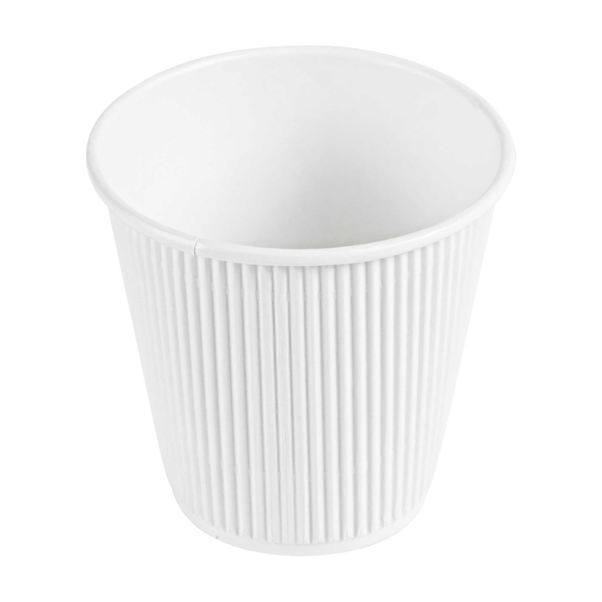 Restpresso 8 oz White Paper Hot Cup - Individually Wrapped, Ripple Wall - 25 count box
