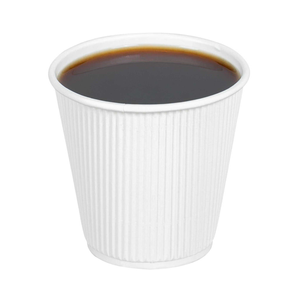 Restpresso 8 oz White Paper Hot Cup - Individually Wrapped, Ripple Wall - 25 count box