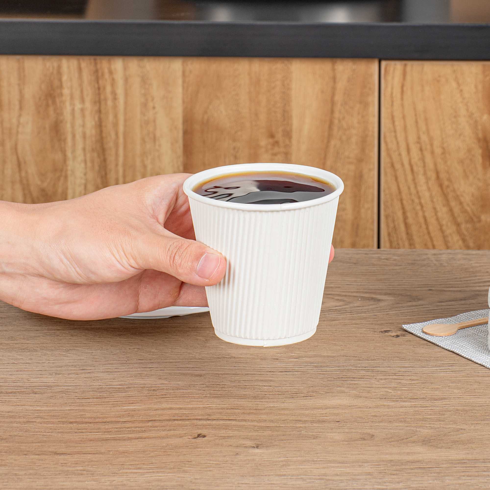 Restpresso 8 oz White Paper Hot Cup - Individually Wrapped, Ripple Wall - 25 count box