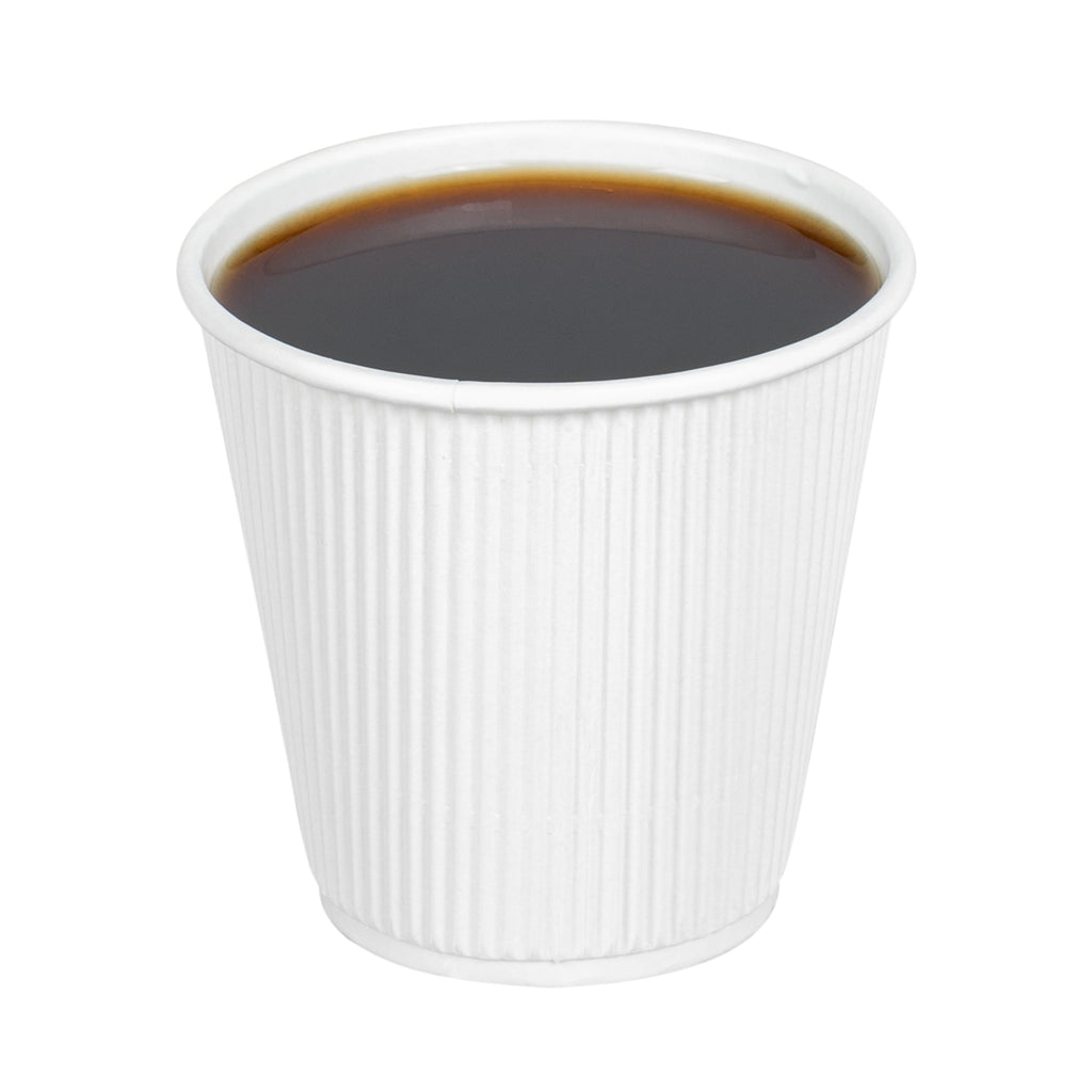 Restpresso 8 oz White Paper Hot Cup - Individually Wrapped, Ripple Wall - 500 count box