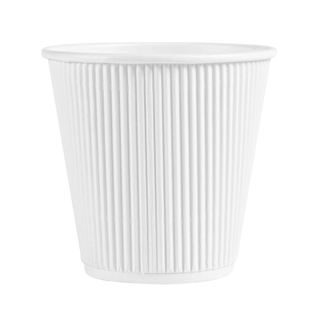 Restpresso 8 oz White Paper Hot Cup - Individually Wrapped, Ripple Wall - 500 count box