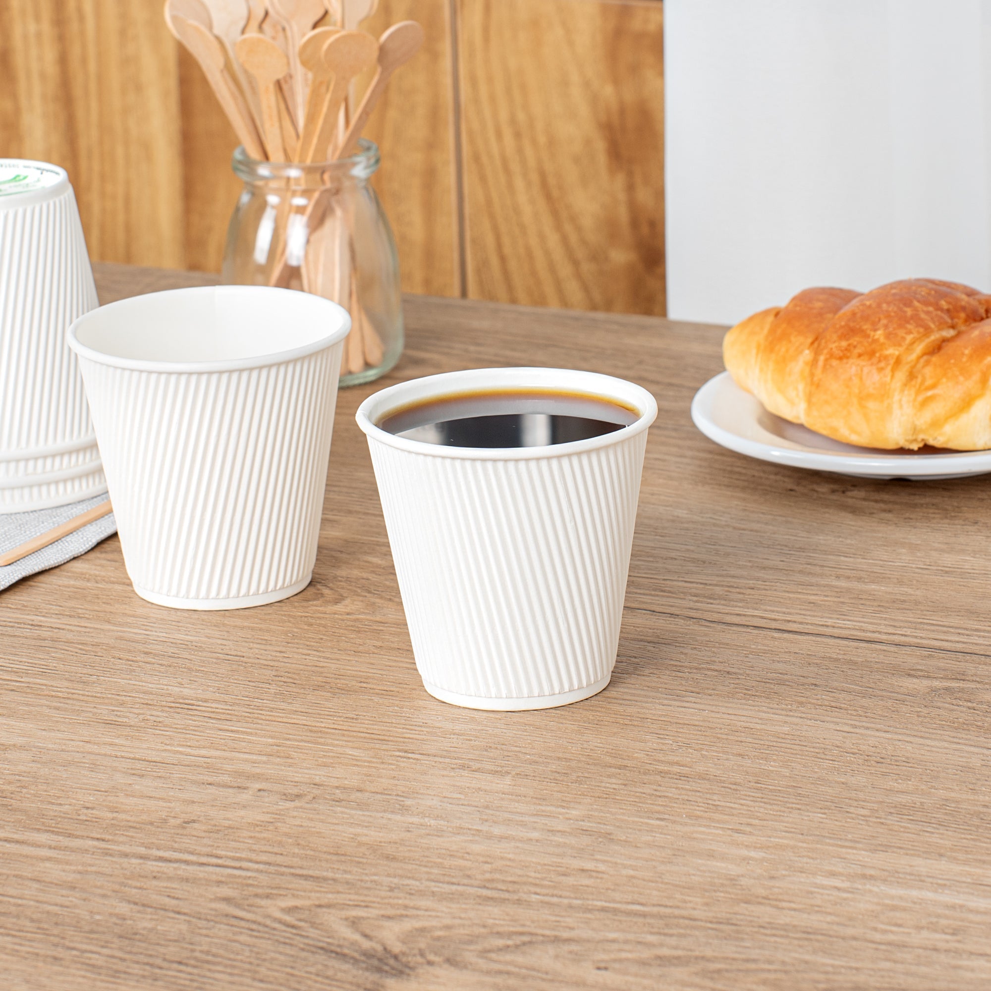 Restpresso 8 oz White Paper Hot Cup - Individually Wrapped, Ripple Wall - 500 count box