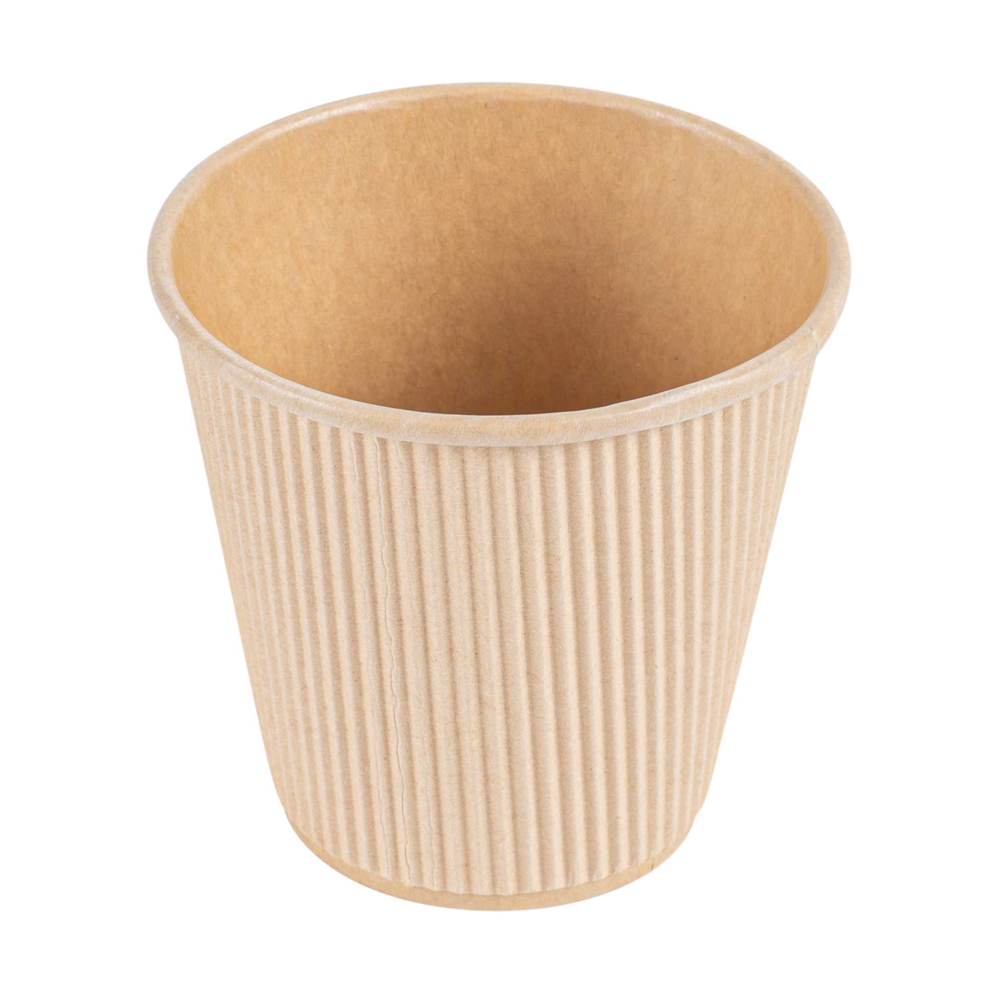 Restpresso 8 oz Kraft Paper Hot Cup - Individually Wrapped, PLA Lining, Compostable, Ripple Wall - 25 count box