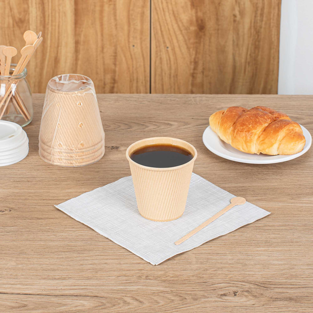 Restpresso 8 oz Kraft Paper Hot Cup - Individually Wrapped, PLA Lining, Compostable, Ripple Wall - 25 count box