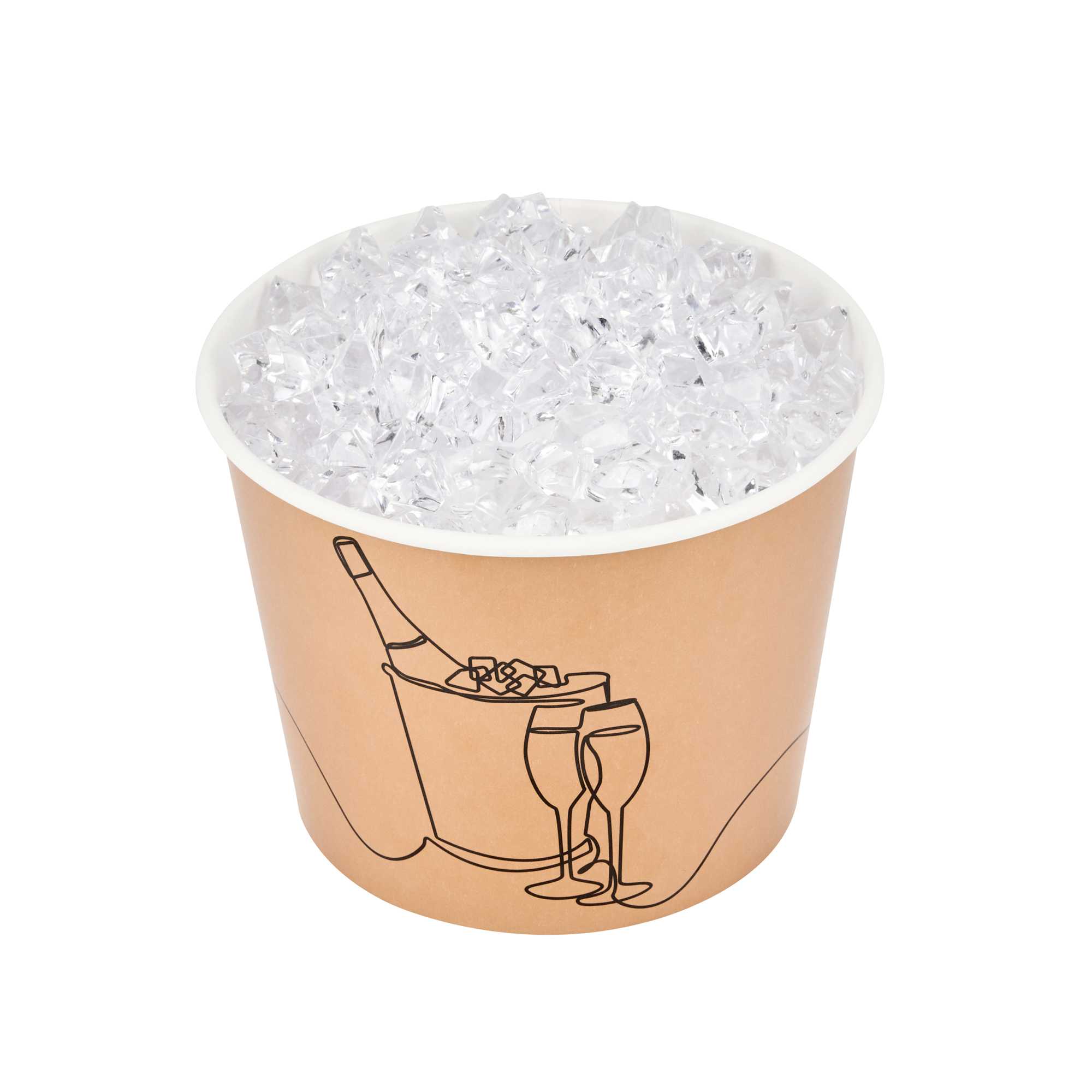 Cater Tek 5 lb Kraft Disposable Paper Ice Bucket - 7 1/2" x 7 1/2" x 5 3/4" - 10 Count Box