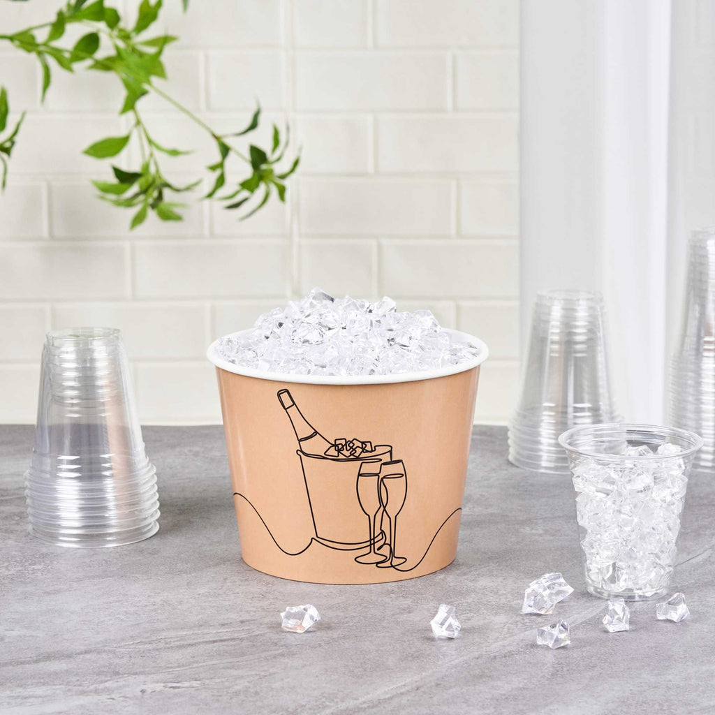 Cater Tek 5 lb Kraft Disposable Paper Ice Bucket - 7 1/2" x 7 1/2" x 5 3/4" - 10 Count Box