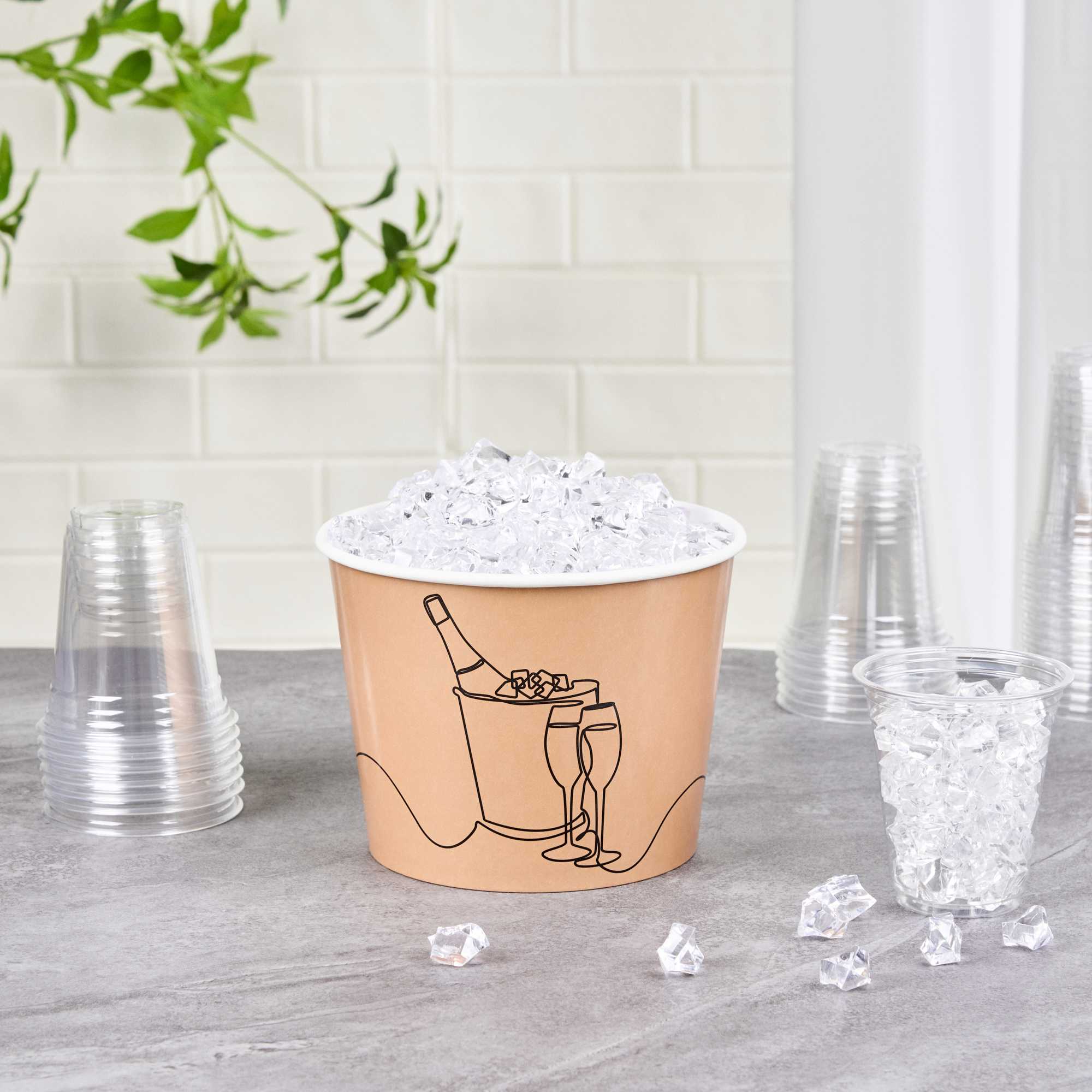 Cater Tek 5 lb Kraft Disposable Paper Ice Bucket - 7 1/2" x 7 1/2" x 5 3/4" - 100 Count Box