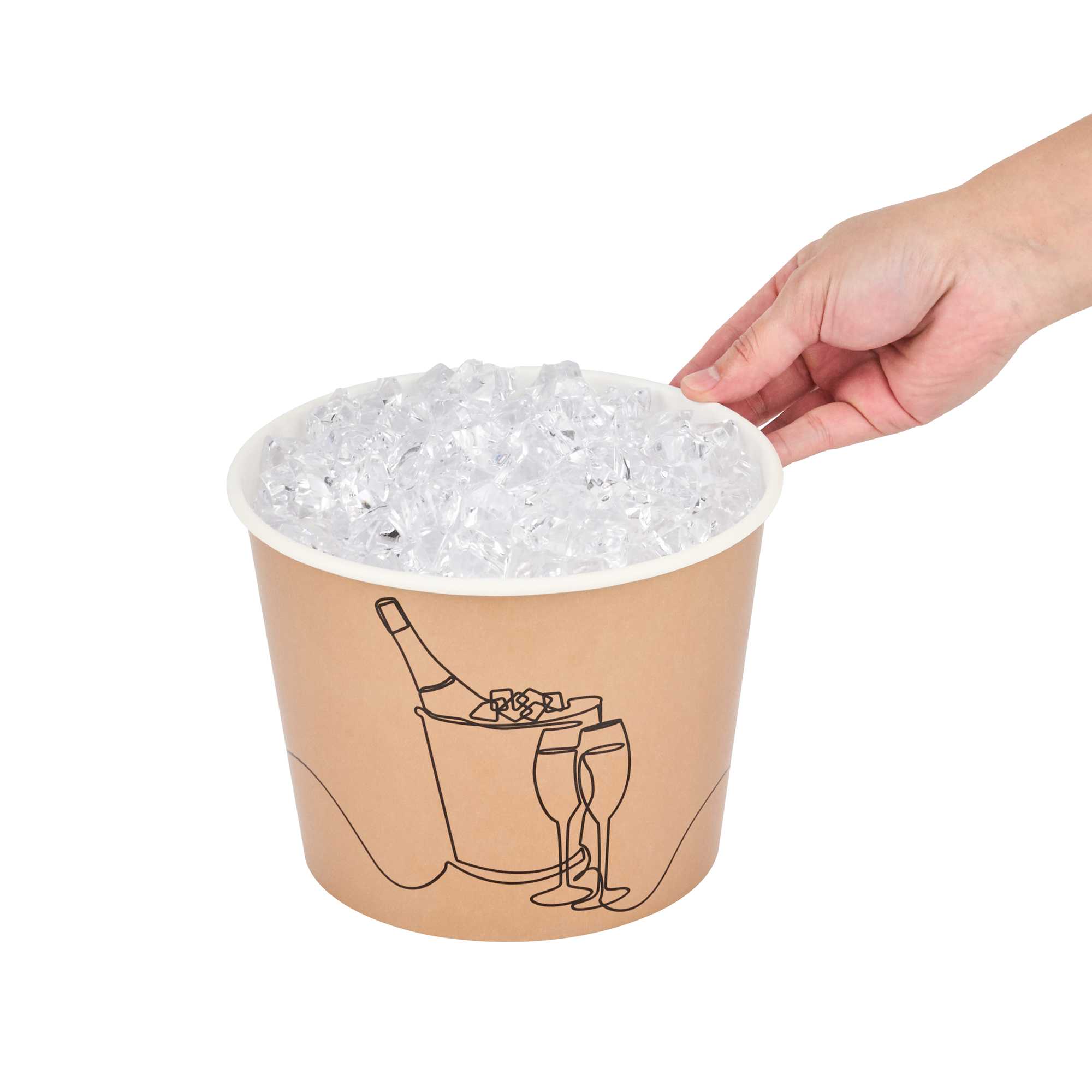 Cater Tek 5 lb Kraft Disposable Paper Ice Bucket - 7 1/2" x 7 1/2" x 5 3/4" - 100 Count Box