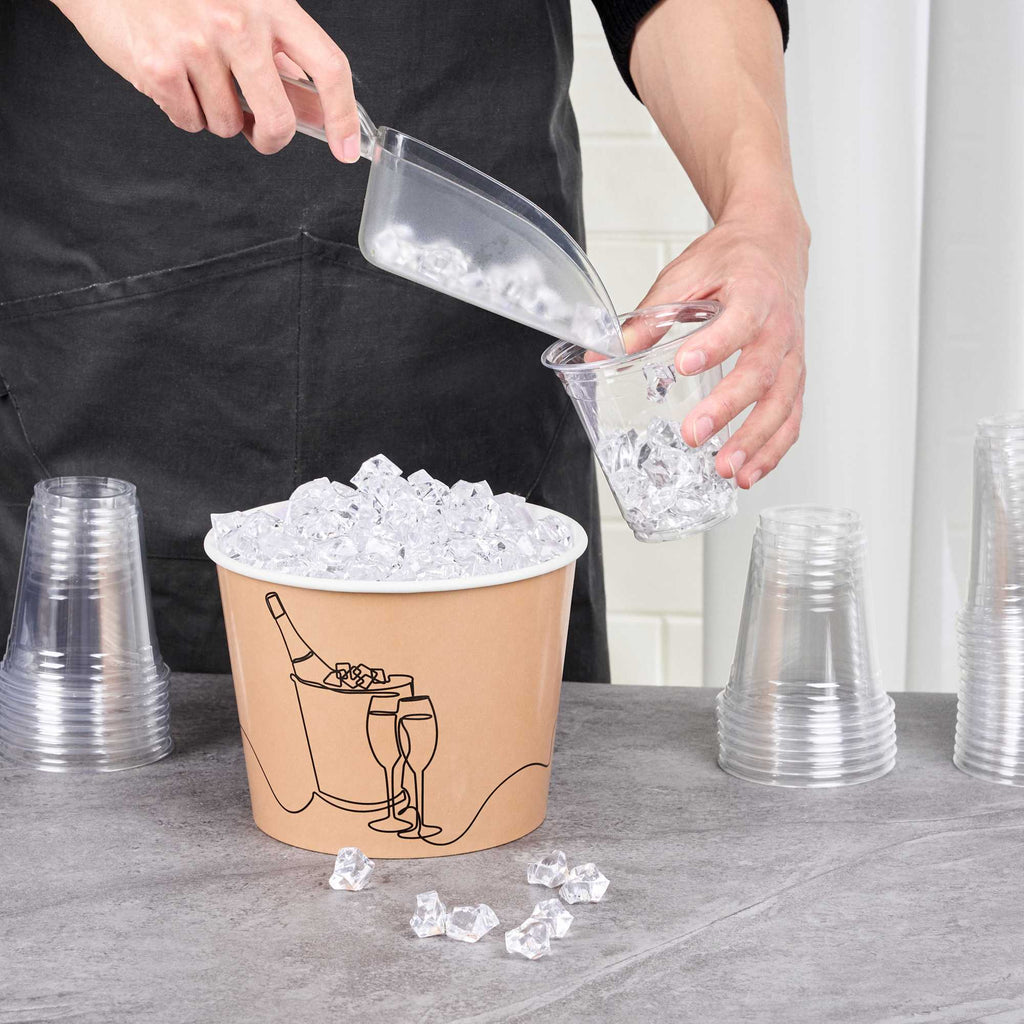 Cater Tek 5 lb Kraft Disposable Paper Ice Bucket - 7 1/2" x 7 1/2" x 5 3/4" - 100 Count Box