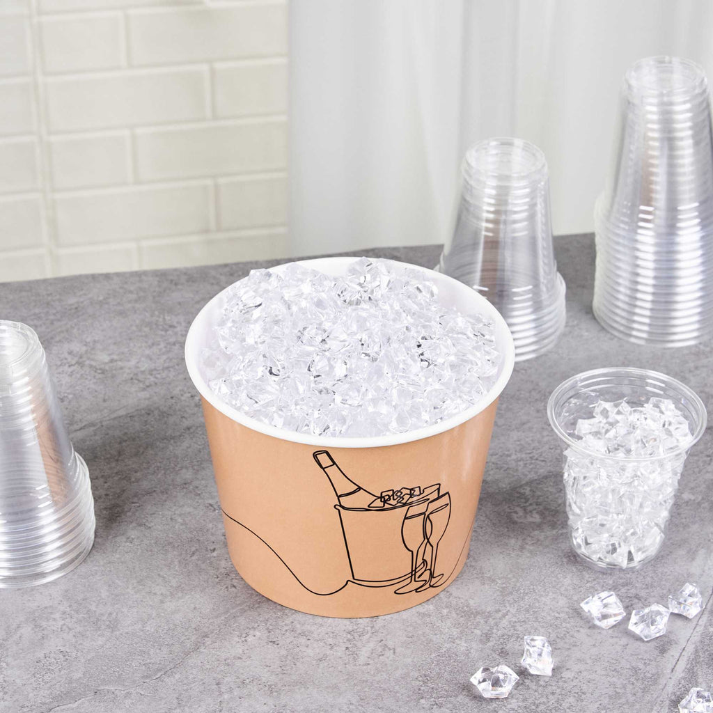 Cater Tek 5 lb Kraft Disposable Paper Ice Bucket - 7 1/2" x 7 1/2" x 5 3/4" - 100 Count Box