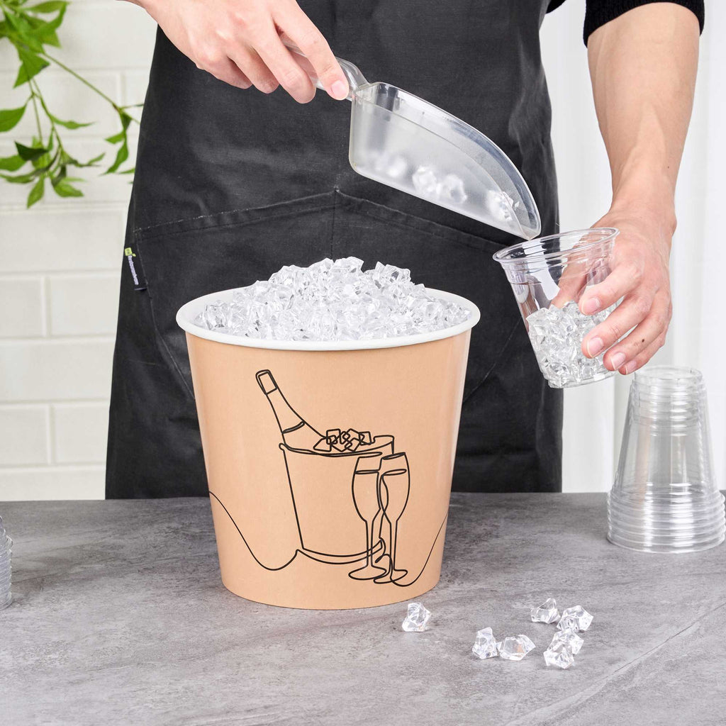 Cater Tek 10 lb Kraft Disposable Paper Ice Bucket - 8 3/4" x 8 3/4" x 8 1/4" - 10 Count Box