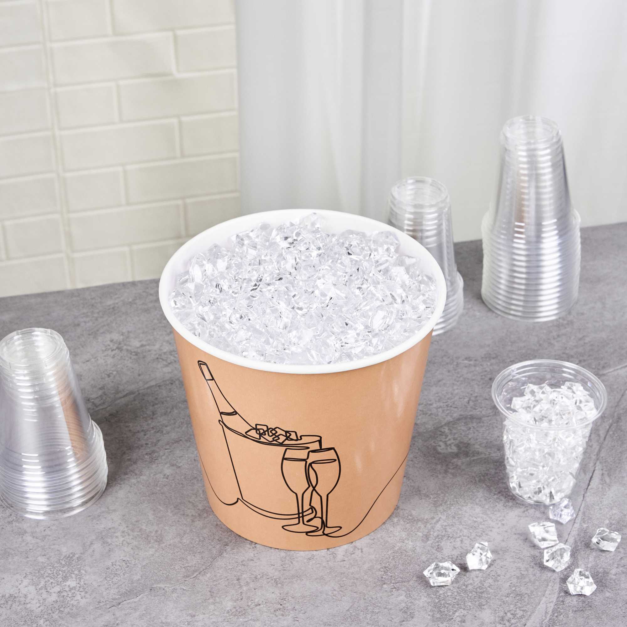 Cater Tek 10 lb Kraft Disposable Paper Ice Bucket - 8 3/4" x 8 3/4" x 8 1/4" - 10 Count Box