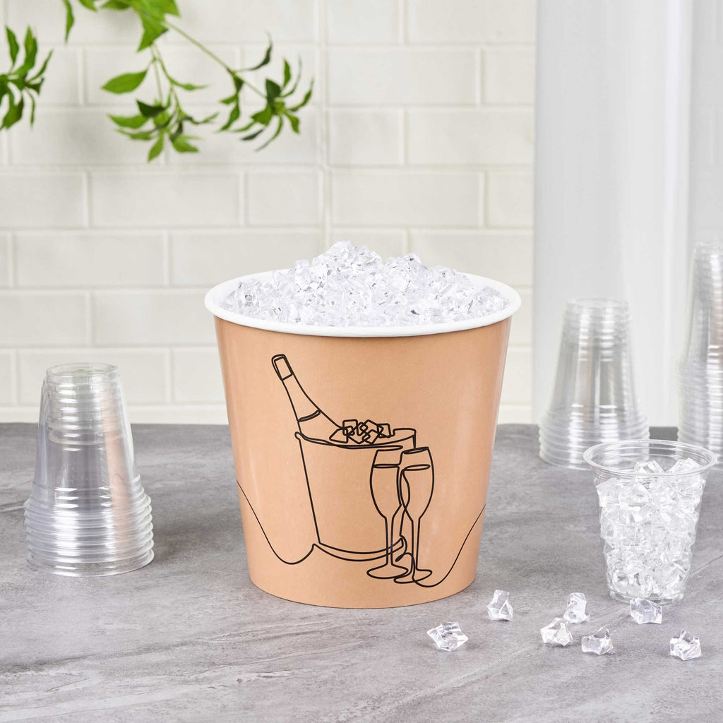 Cater Tek 10 lb Kraft Disposable Paper Ice Bucket - 8 3/4" x 8 3/4" x 8 1/4" - 100 Count Box