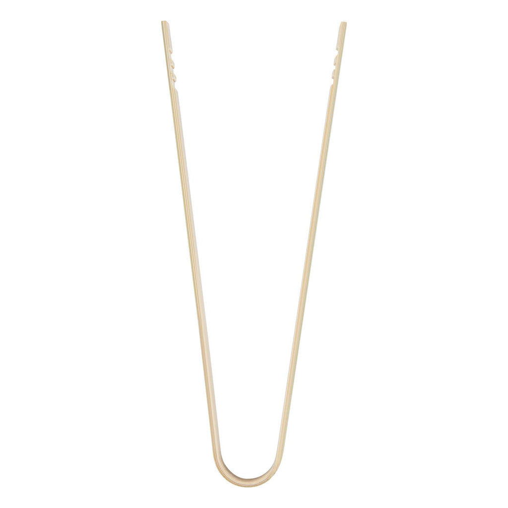 Bambuddha Natural Bamboo Large Tongs - 6" x 1" - 100 count box