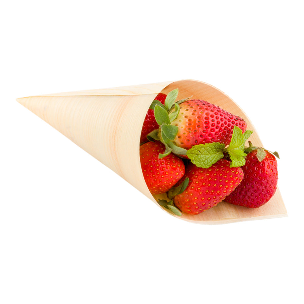 Taipei 6 oz Natural Pinewood Large Cone - 7" x 3" x 3" - 200 count box