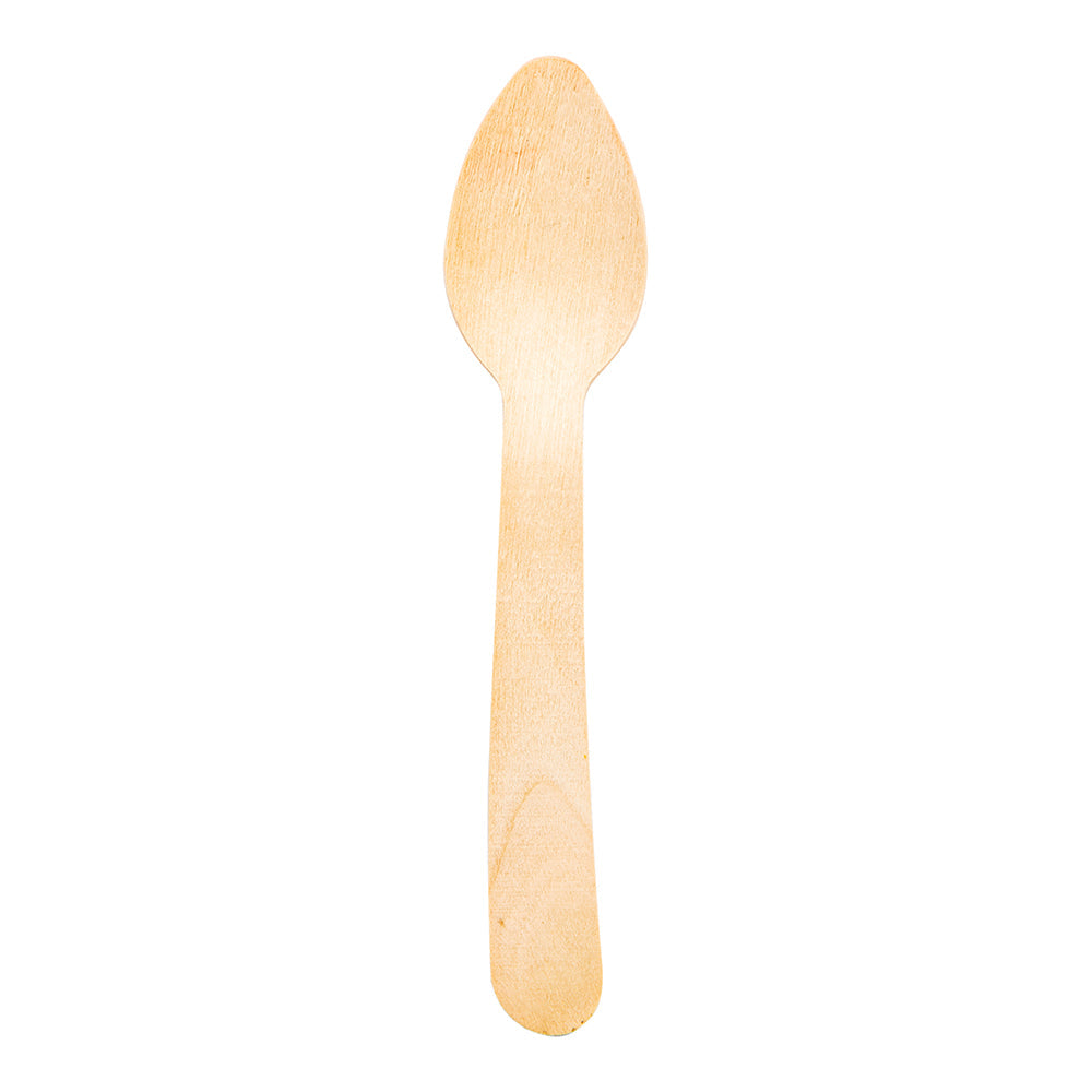 Taipei Natural Wood Mini Spoon - 4 1/4" x 1" x 1/2" - 500 count box