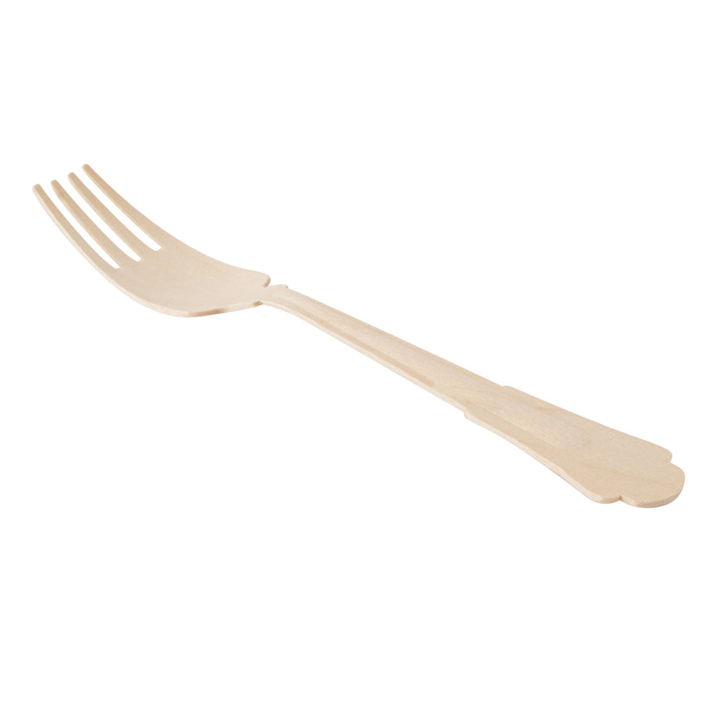 Taipei Natural Wood Baroque Fork - 7 3/4" x 1 1/4" x 1/2" - 500 count box