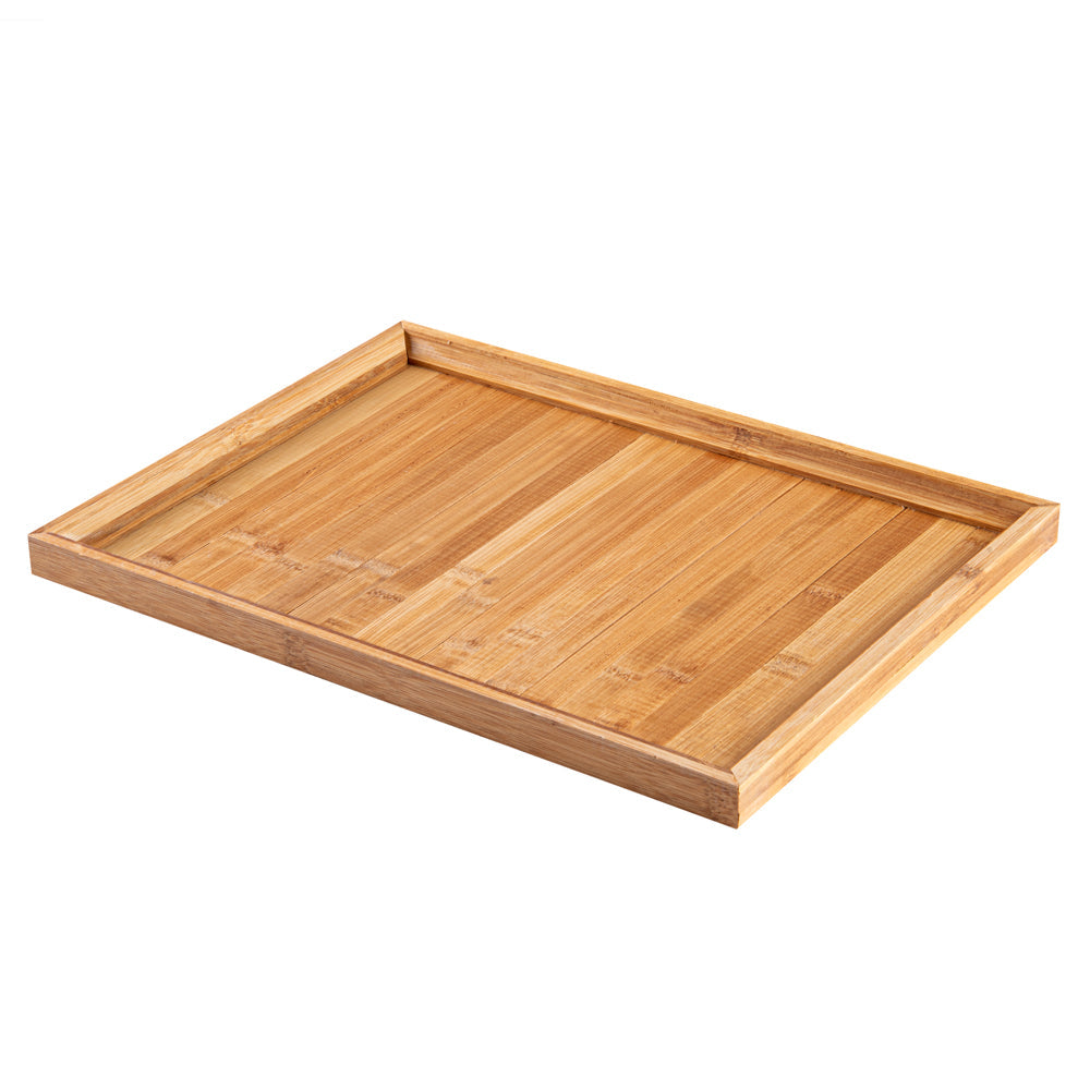 Bambuddha Rectangle Natural Bamboo Tray - Slatted - 14 1/2" x 10 1/2" x 1" - 1 count box