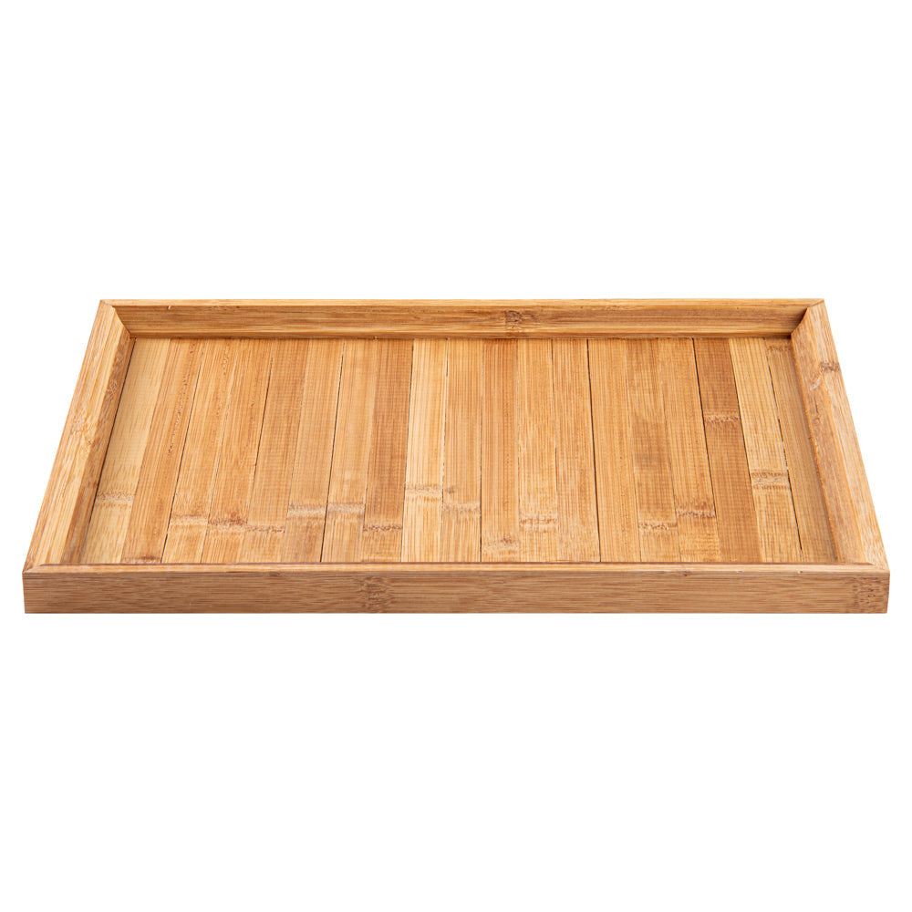 Bambuddha Rectangle Natural Bamboo Tray - Slatted - 14 1/2" x 10 1/2" x 1" - 1 count box