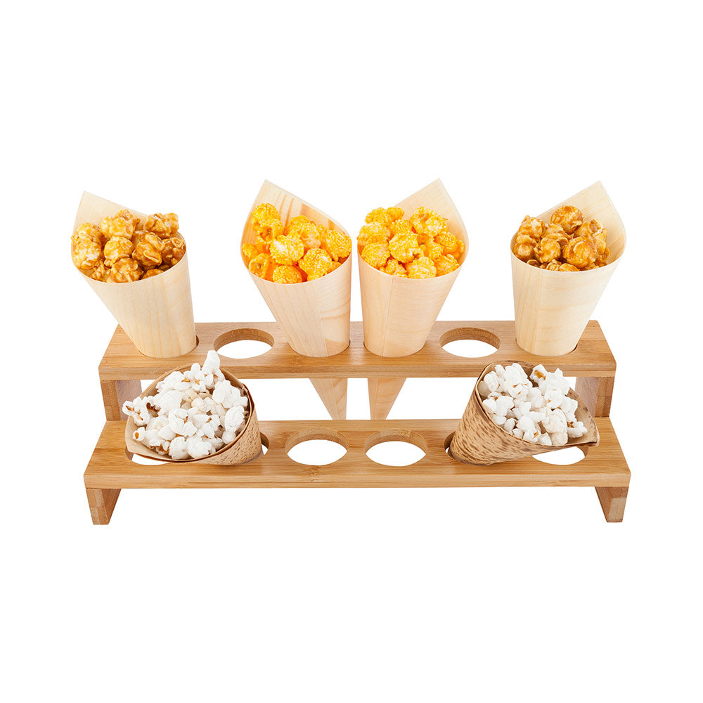 Bambuddha Rectangle Natural Bamboo Cone Stand - 12 slots, Multi-Level - 13 1/2" x 5" x 3 1/2" - 1 count box