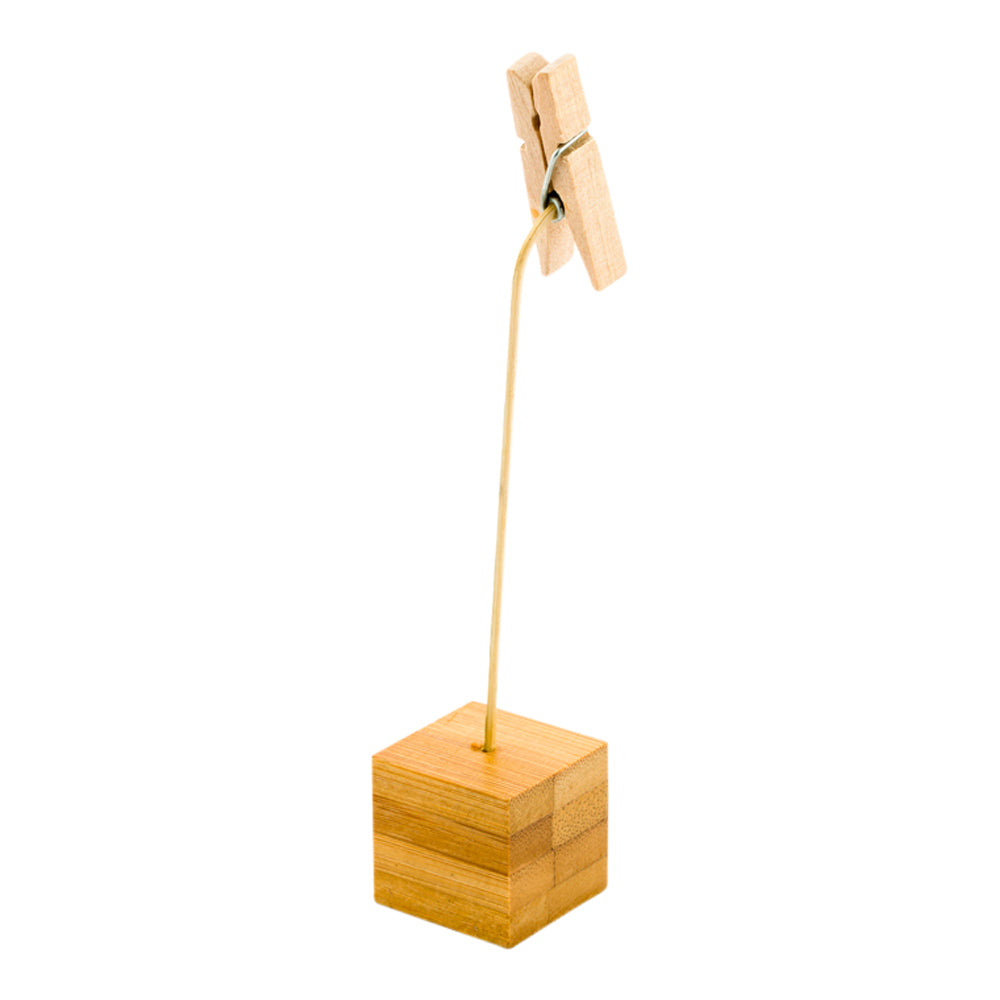 Bambuddha Natural Bamboo Name Card Holder - Wood Clip - 5" x 1" x 1" - 100 count box