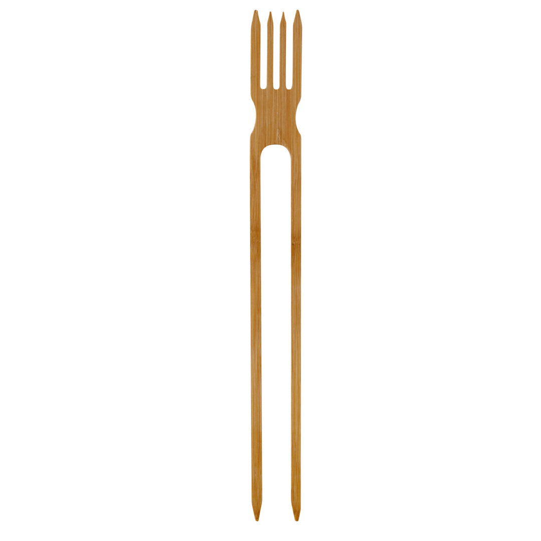 Bambuddha Natural Bamboo Chop Fork Duo Utensil - 10" x 1 1/2" x 1/2" - 100 count box
