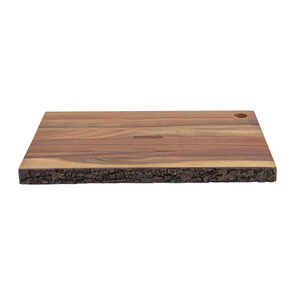 Eco Display Rectangle Natural Acacia Serving Board - Varnished, Bark Edges - 12" x 8" x 3/4" - 1 count box