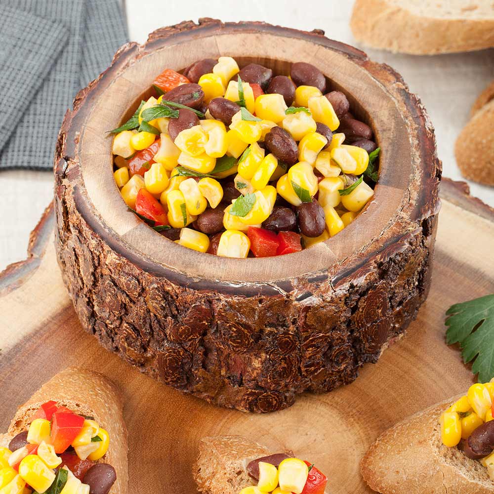 Bio Tek 10 oz Round Natural Acacia Serving Bowl - Varnished, Bark Edges - 4" x 4" x 2" - 1 count box