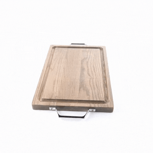 Eco Display Campagna Rectangle Natural Wood Large Serving and Cutting Board - Chrome Hardware - 23 1/2" x 14" x 1" - 1 count box