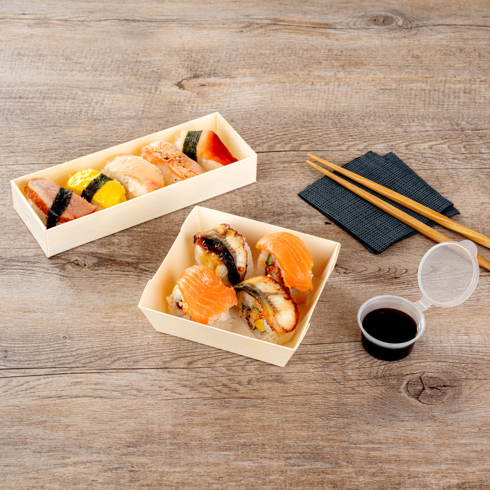 Taipei 14 oz Square Poplar Flare Container - 4 3/4" x 4 3/4" x 1 1/2" - 100 count box