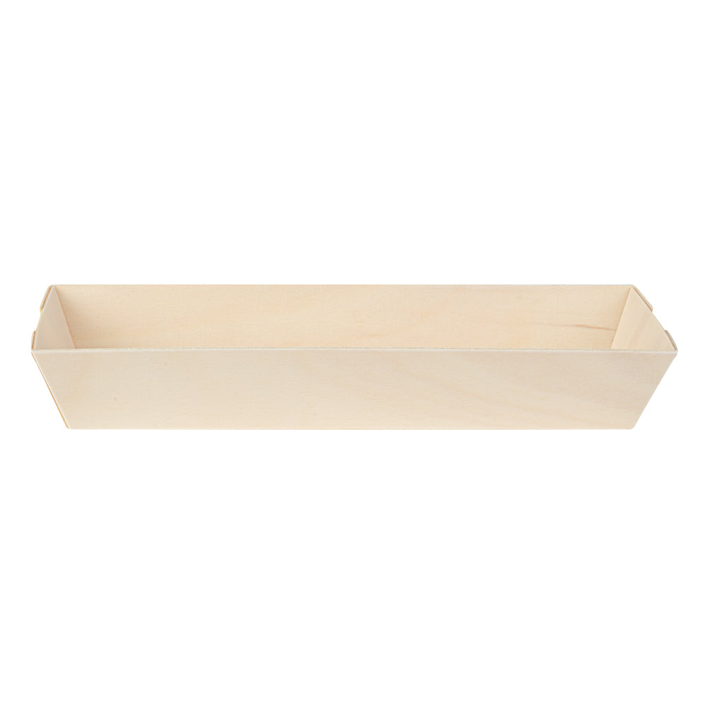 Taipei 9 oz Rectangle Poplar Long Flare Container - 7 3/4" x 2 3/4" x 1 1/4" - 100 count box