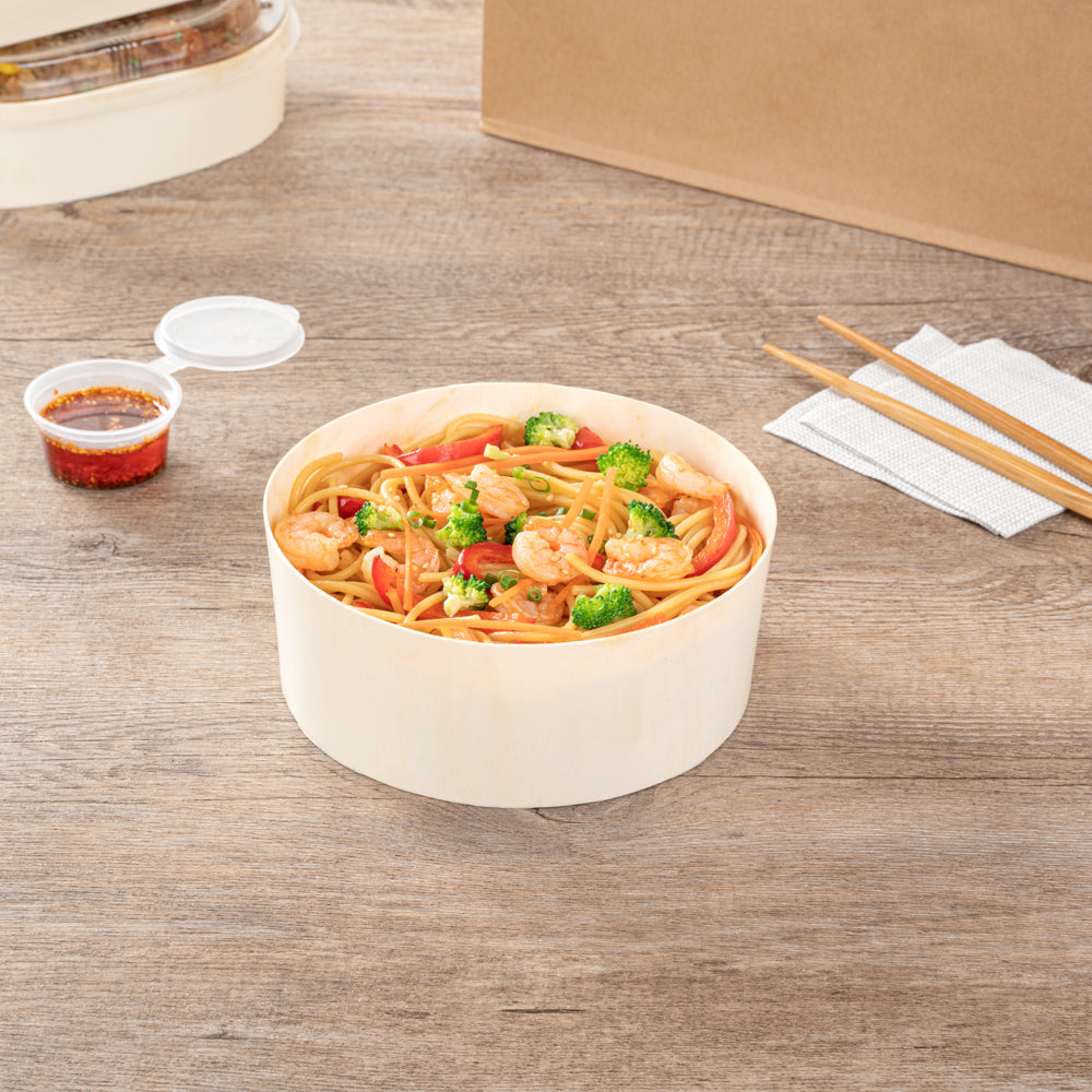 Taipei 34 oz Round Poplar Deep Container - 6" x 6" x 2 1/4" - 100 count box