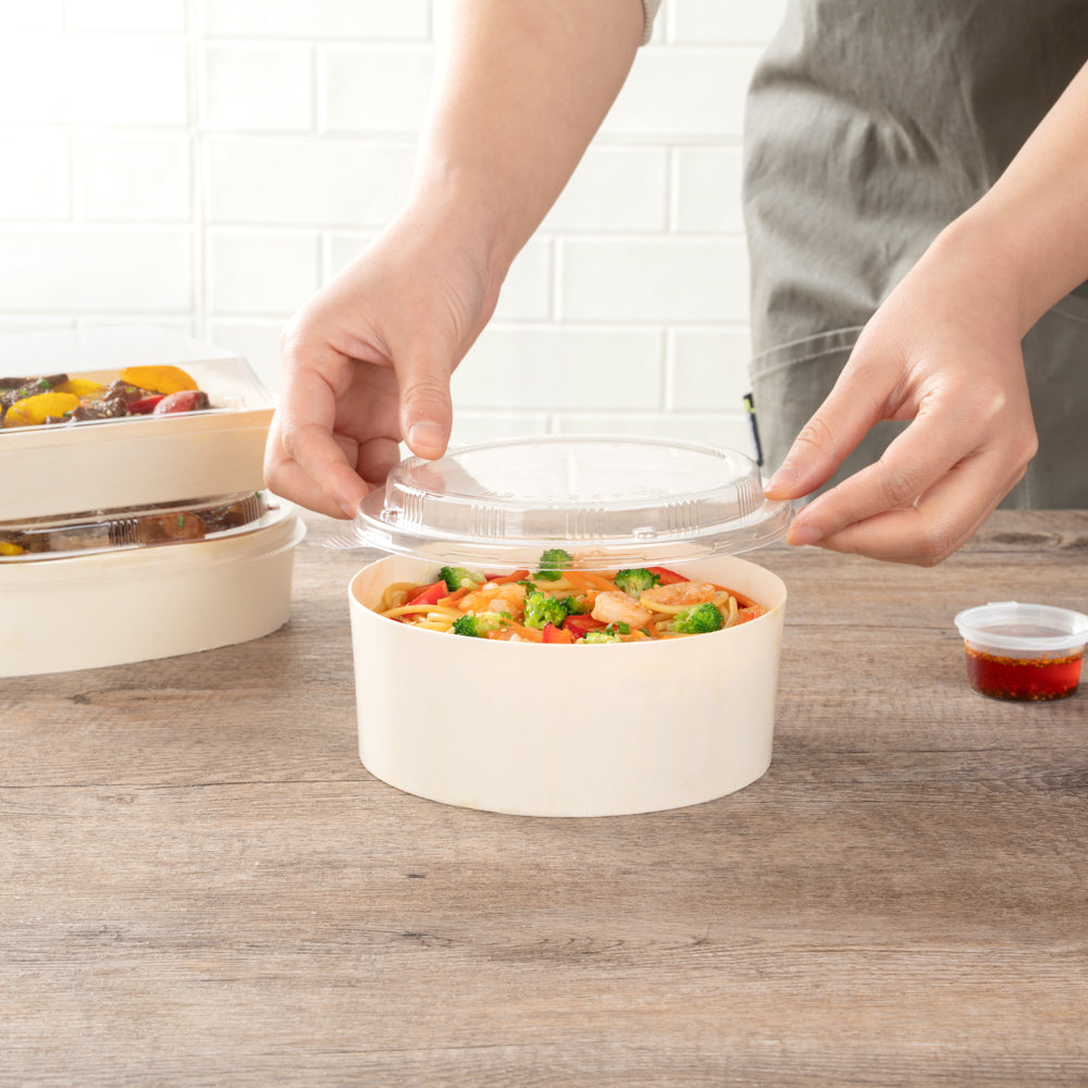 Taipei Clear Plastic Lid - Fits Round Poplar Small and Deep Containers - 100 count box