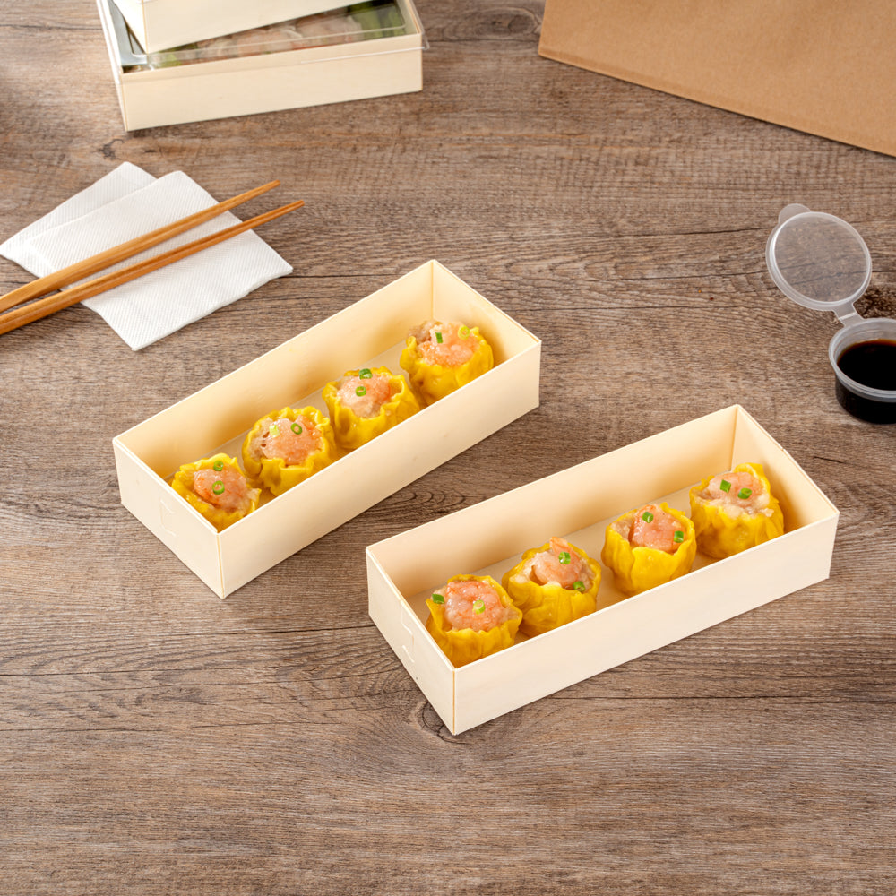 Taipei 18 oz Rectangle Poplar Long Straight Container - 7 1/4" x 3" x 1 1/2" - 100 count box
