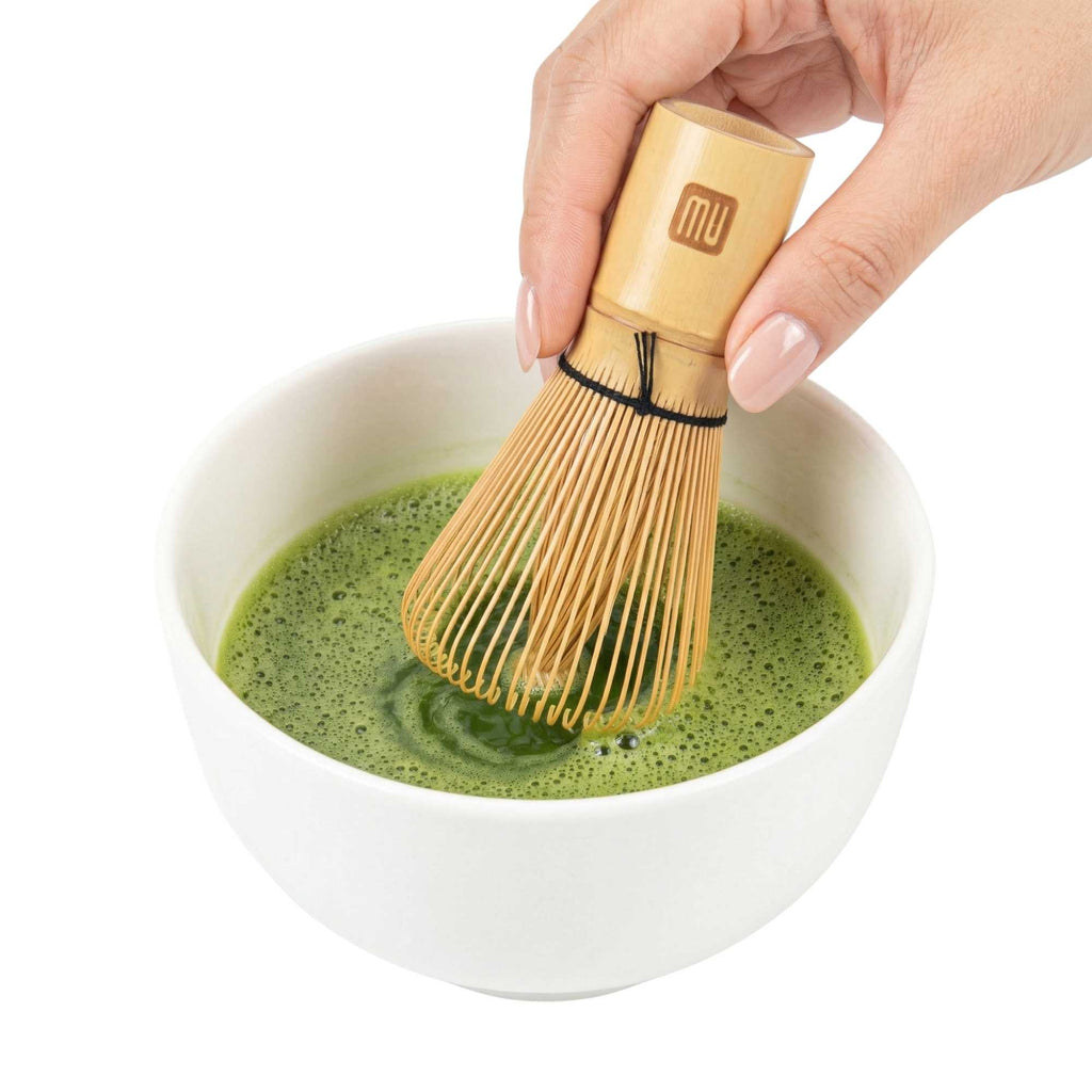 Dojo Natural Bamboo Matcha Whisk Chasen - Clear Plastic Case - 2 1/4" x 2 1/4" x 4" - 1 count box