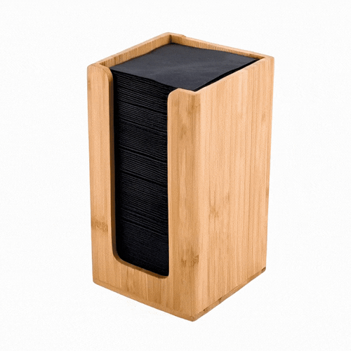 Restpresso Natural Bamboo Coffee Cup / Lid / Cocktail Napkin Organizer - 4 1/2" x 4 1/2" x 8" - 1 count box