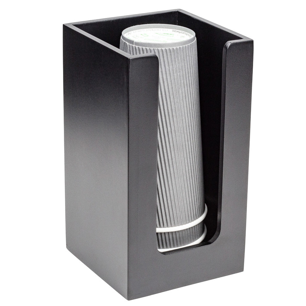 Restpresso Black Bamboo Coffee Cup / Lid / Cocktail Napkin Organizer - 4 1/2" x 4 1/2" x 8" - 1 count box