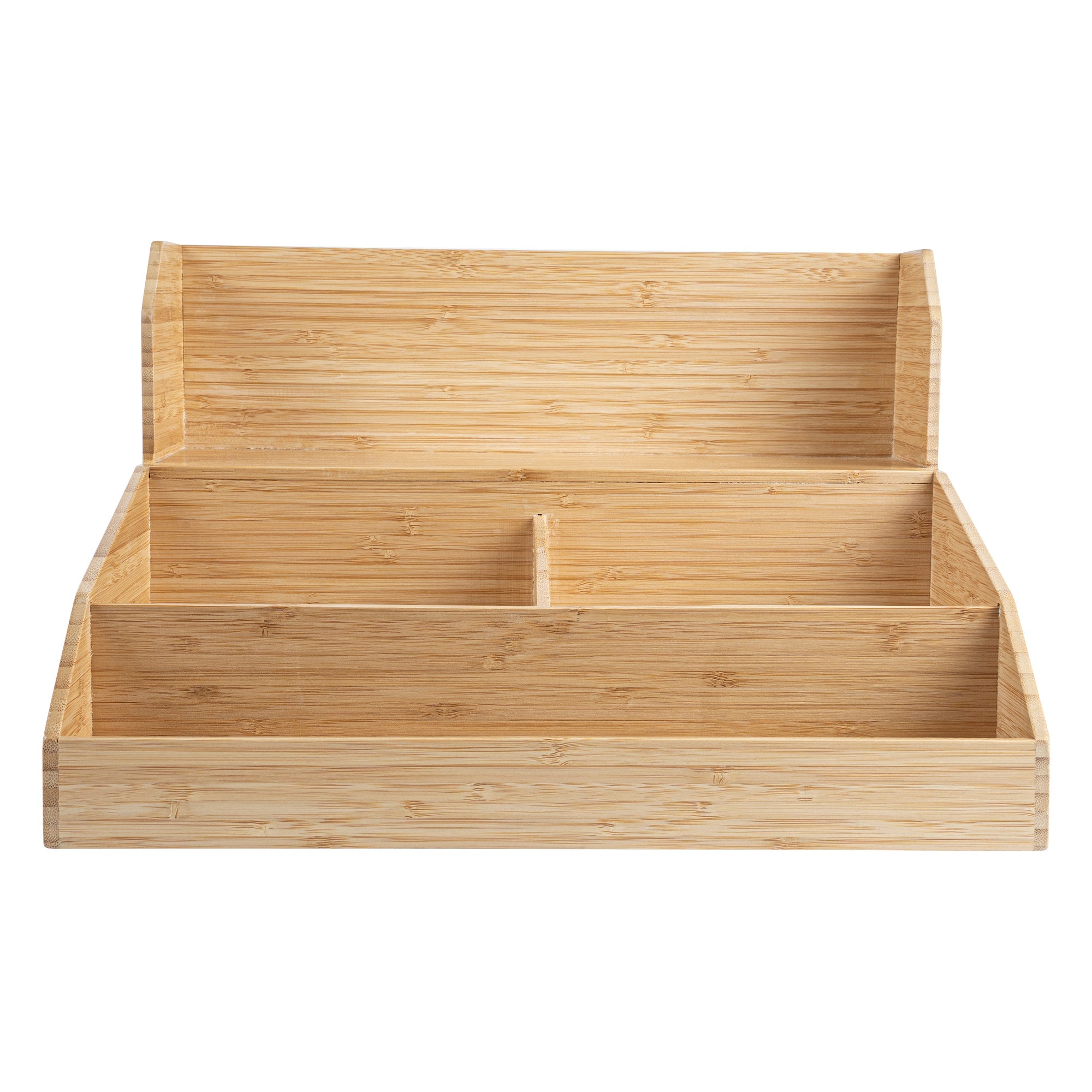 Restpresso Natural Bamboo Condiment / Coffee Cup / Lid Organizer - 15" x 14 1/4" x 9 1/4" - 1 count box