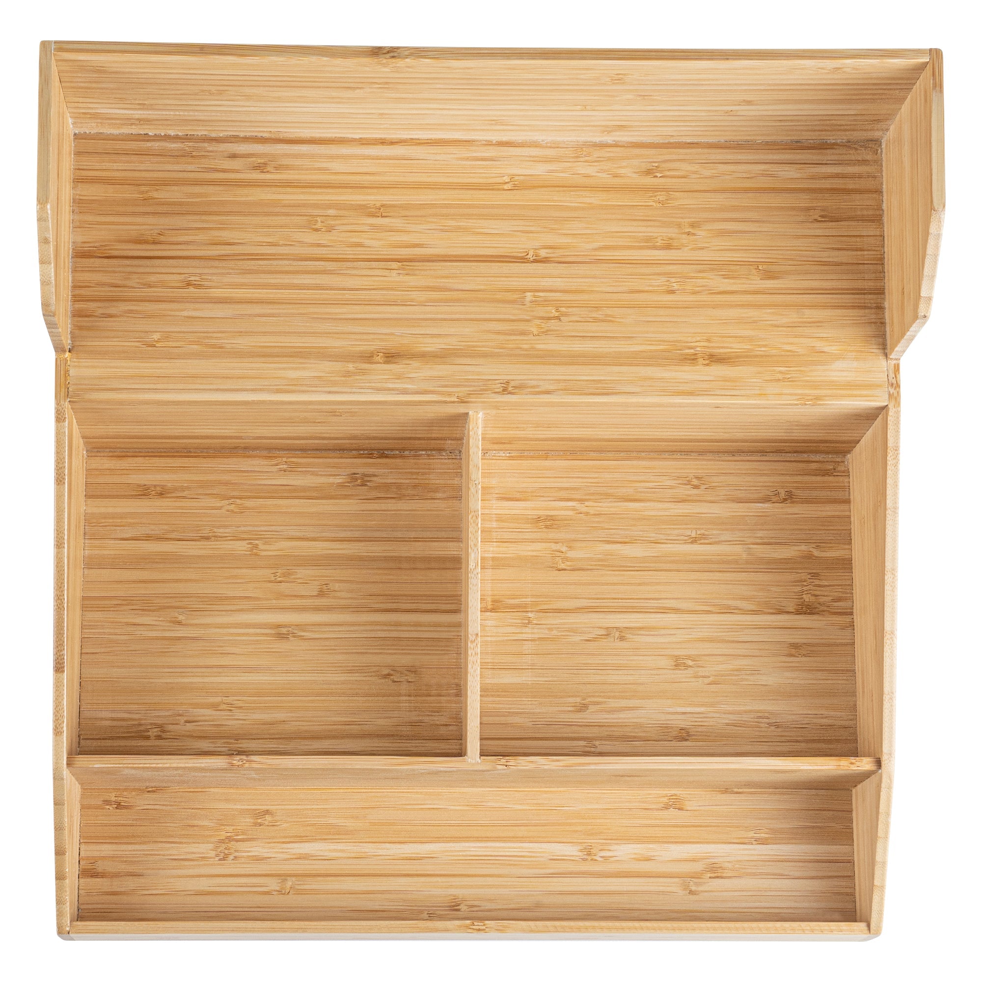 Restpresso Natural Bamboo Condiment / Coffee Cup / Lid Organizer - 15" x 14 1/4" x 9 1/4" - 1 count box