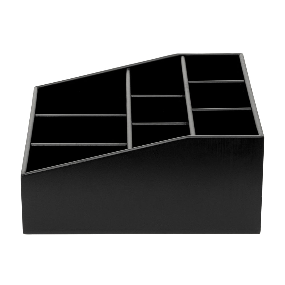 Bambuddha Square Black Bamboo Condiment Organizer - 9 Compartments - 11 3/4" x 11 3/4" x 5 1/2" - 1 count box