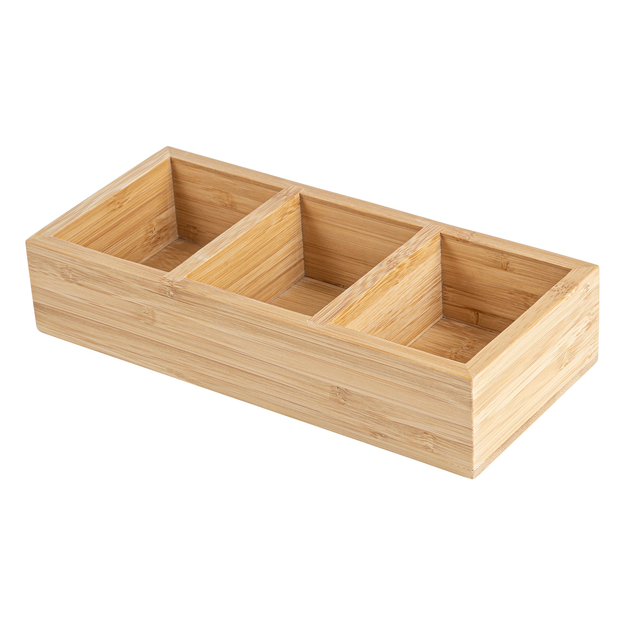 Restpresso Rectangle Natural Bamboo Packet Organizer - 9 1/2" x 4 1/4" x 2" - 1 count box
