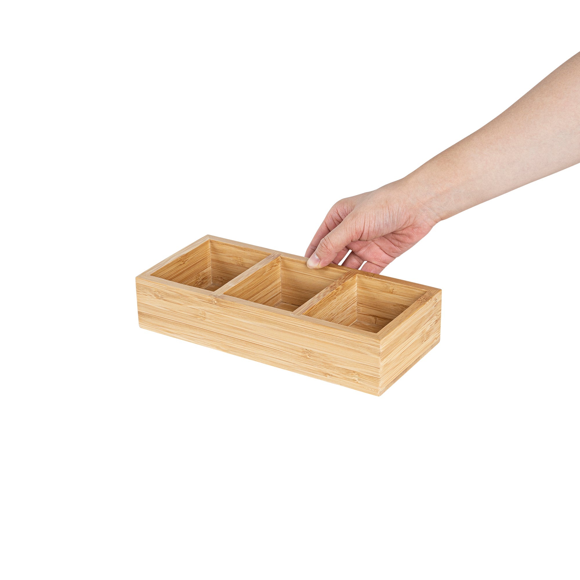 Restpresso Rectangle Natural Bamboo Packet Organizer - 9 1/2" x 4 1/4" x 2" - 1 count box