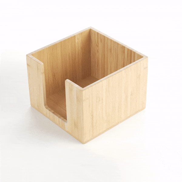 Nature Tek Square Natural Bamboo Cocktail Napkin Holder - 5 1/2" x 5 1/2" x 4" - 1 count box