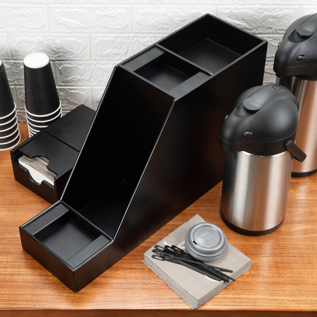Restpresso Black Bamboo Dual Airpot Coffee Dispenser Display - 23 1/2" x 7" x 13 1/2" - 1 count box